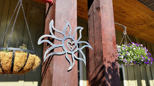 2’ metal sun for hanging on house or fence